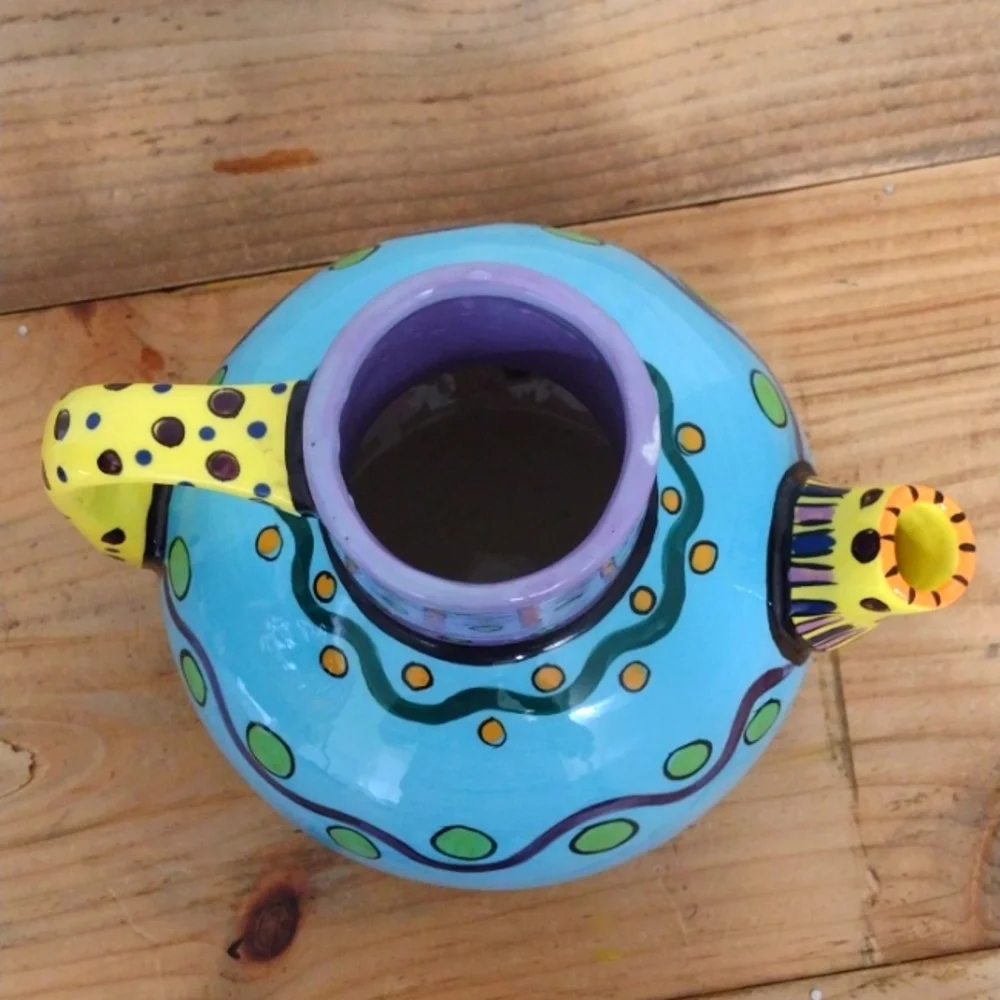 Hand Painted Large Ceramic Polka Dot Tea Pot